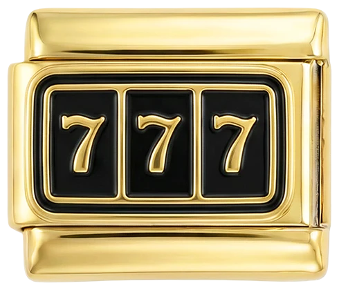 777 on Black Plate on Gold