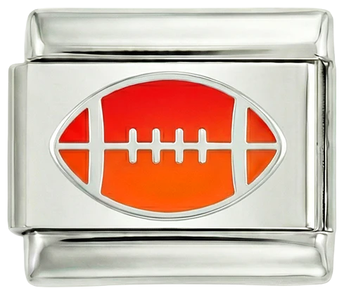 American Football Ball, Red and Orange, on Silver
