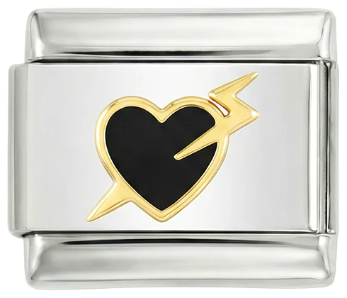 Black Heart in Gold, on Silver