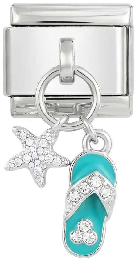 Blue Beach Flip Flop on Silver