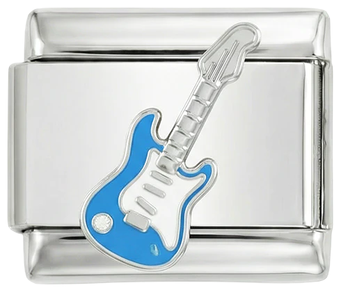 Blue Electric Guitar on Silver