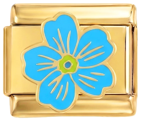 Light Blue Flower on Gold