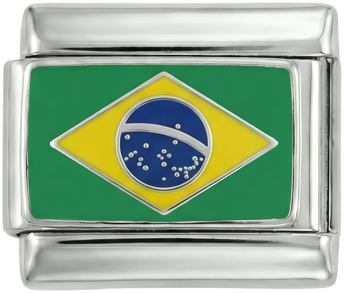 Brazil Flag, on Silver