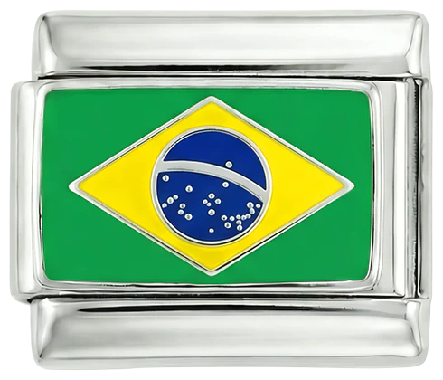 Brazil Flag, on Silver - Image 3
