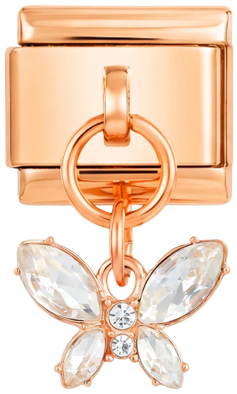 Butterfly with Large Stones, on Rose Gold