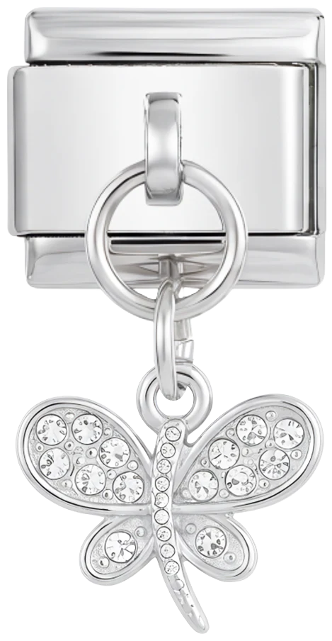 Butterfly with Stones on Silver