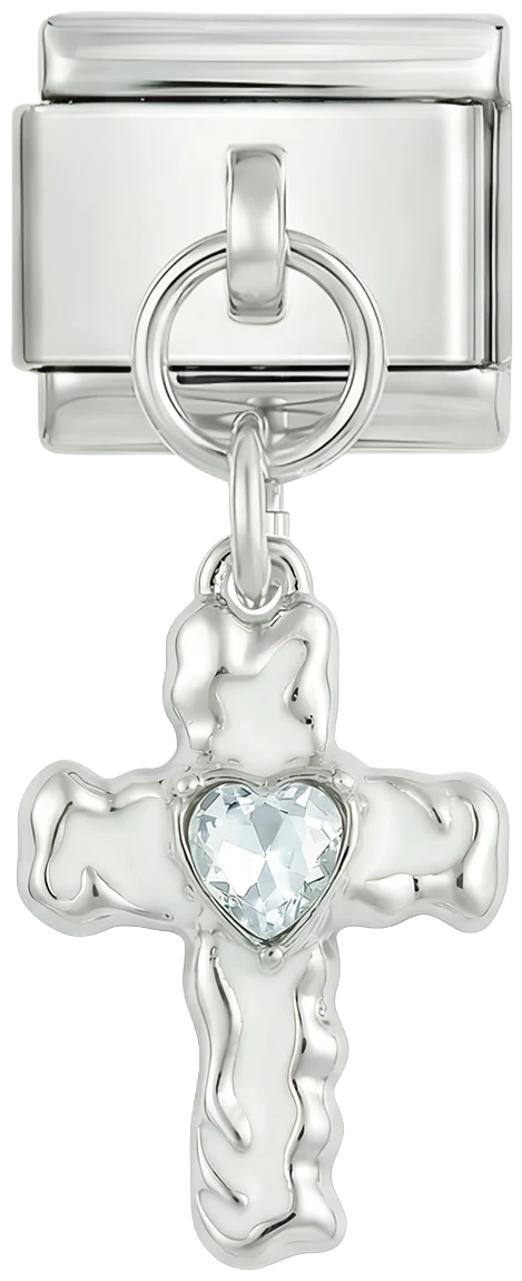 Cross with Heart, on Silver