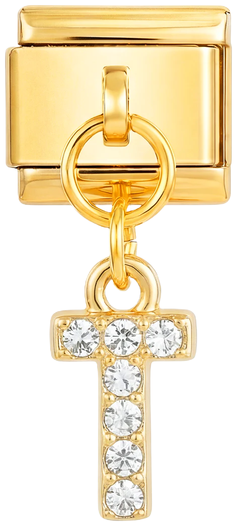 Cross with White Stones Hanging on Gold