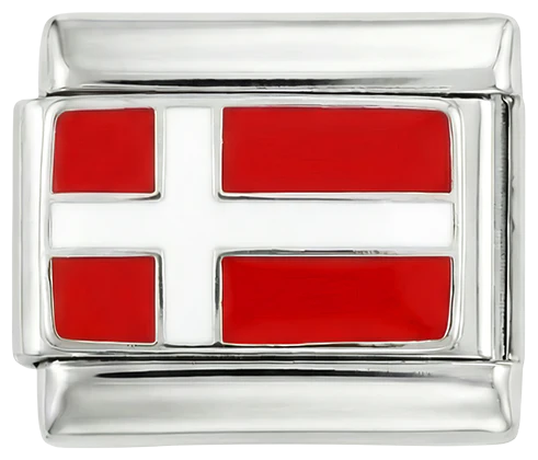 Denmark Flag, on Silver