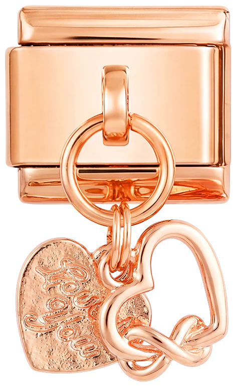 Double Heart Hanging on Rose Gold