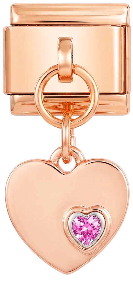 Double Heart with Purple Stones, on Rose Gold