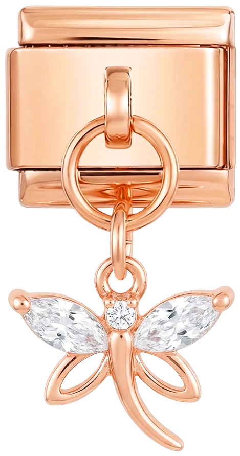 Dragonfly with Large Stones, on Rose Gold