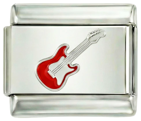 Electric Red & White Guitar on Silver