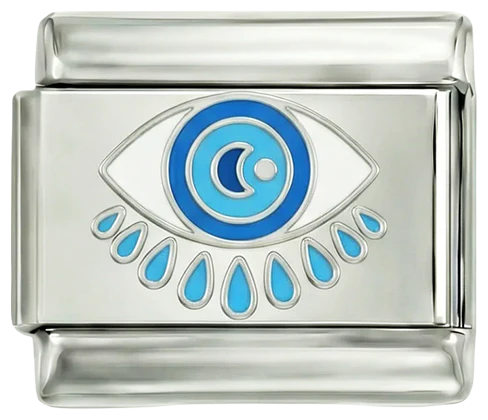 Evil Eye with Blue Eyelashes on Silver