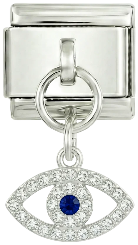 Eye with Blue and White Stones, on Silver
