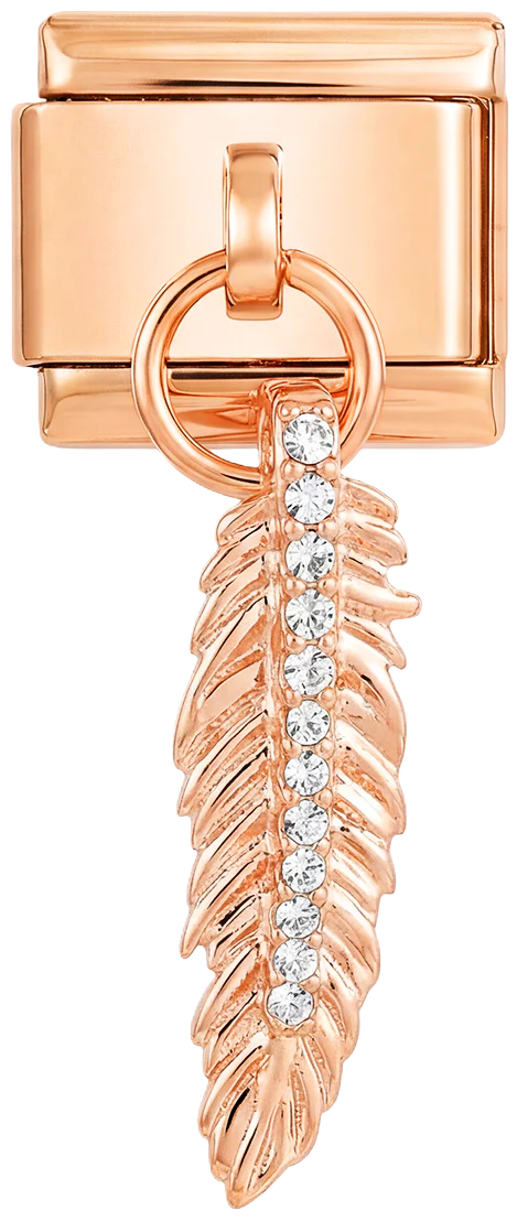 Feather with Stones, on Rose Gold