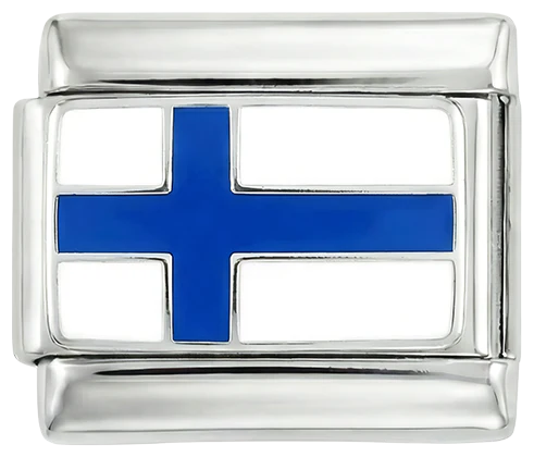 Finland Flag, on Silver