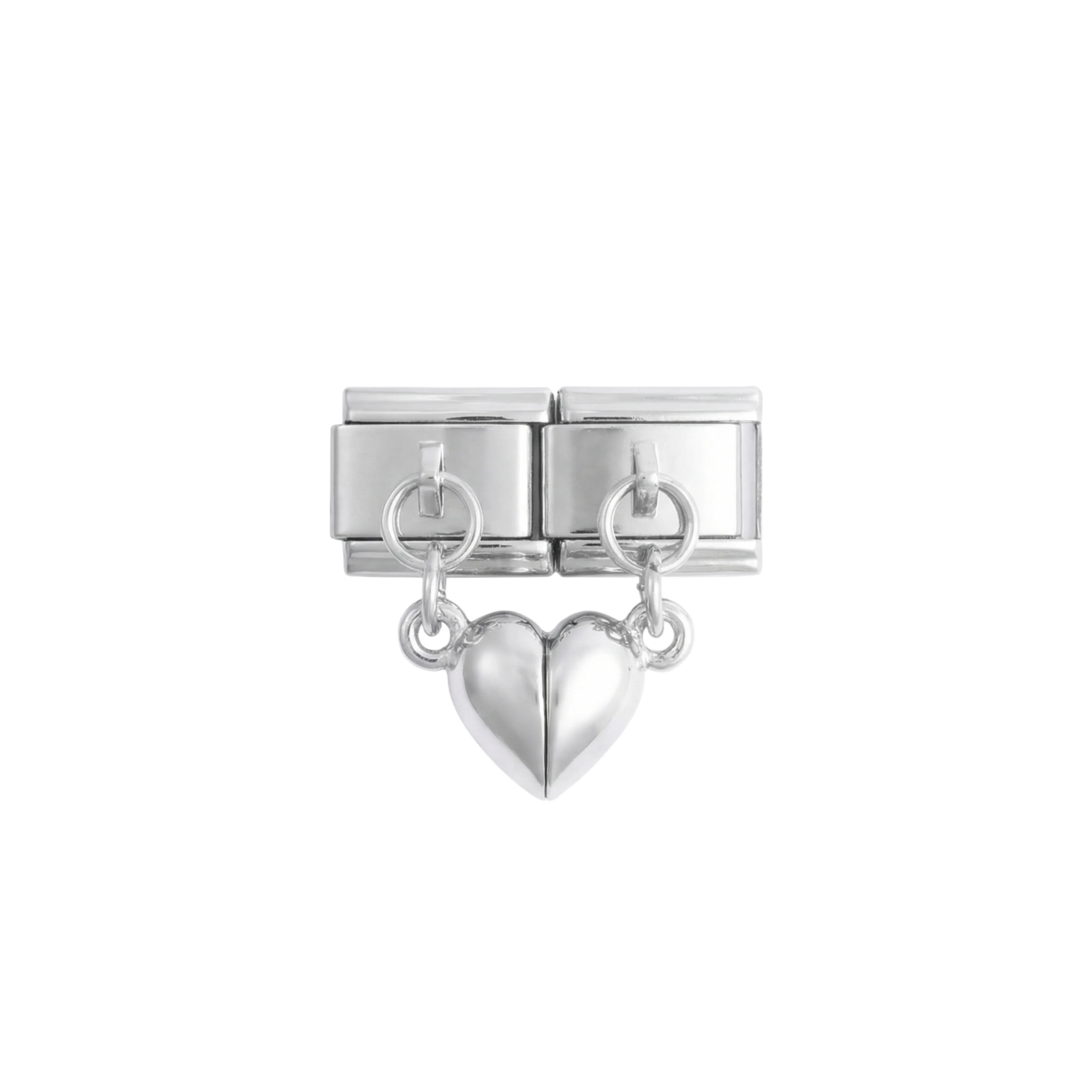 Full Heart on Double Charms Hanging on Silver - Image 2