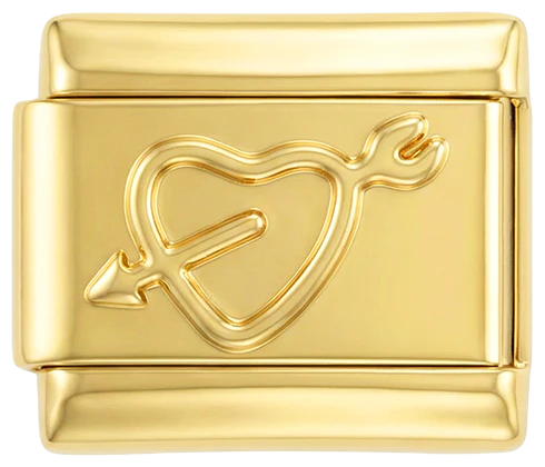 Gold Heart with Arrow on Gold