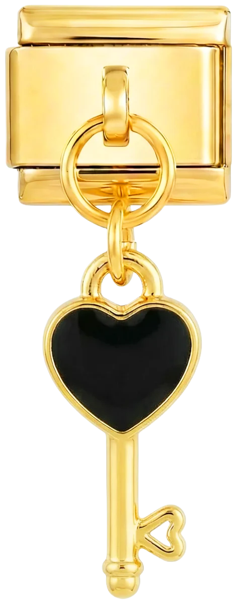 Gold Key with Black Heart