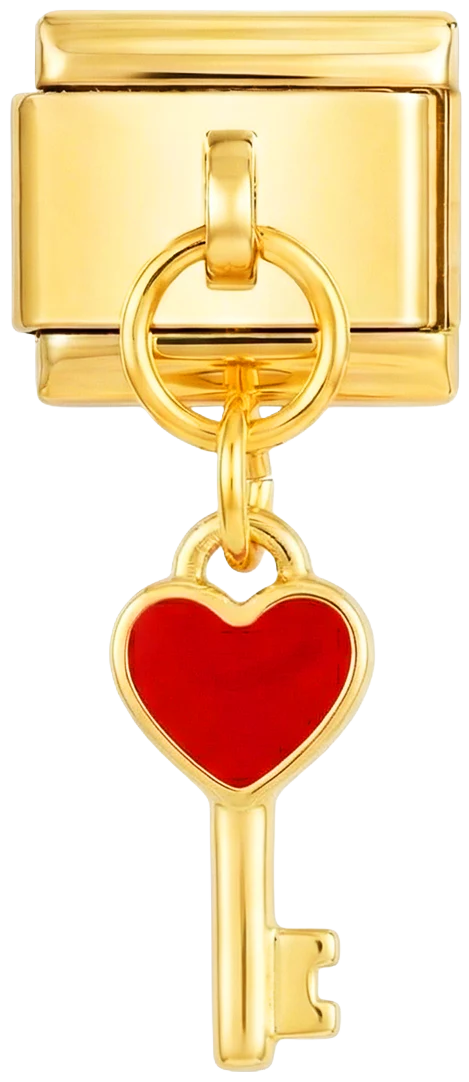 Gold Key with Red Heart
