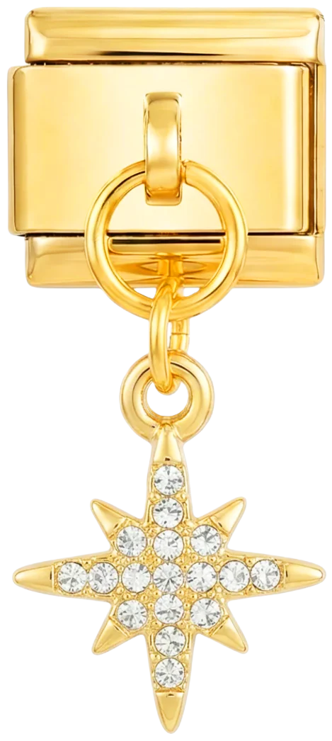 Gold Polar Star with Stones, on Gold