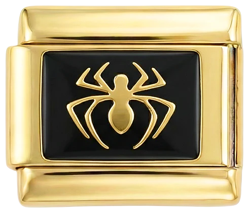 Golden Spider on Black Plate on Gold