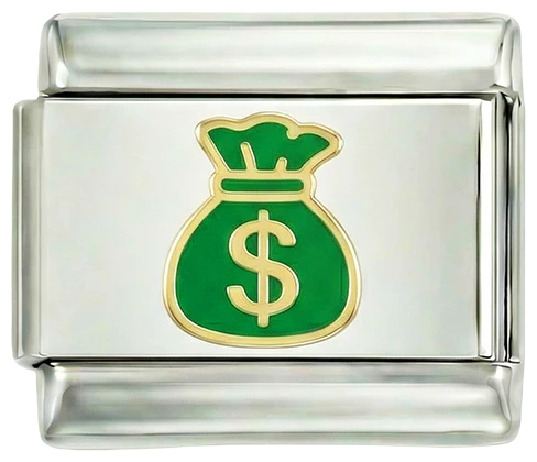 Green Money Bag on Silver