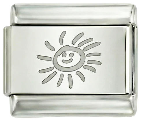 Happy Sun in Black, on Silver