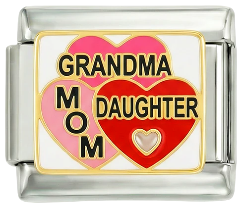 Heart Family, Grandma, Mom and Daughter, on Silver