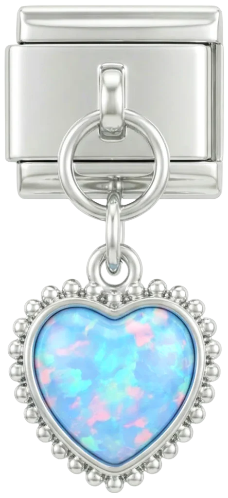 Heart with Big Blue Stone Hanging on Silver