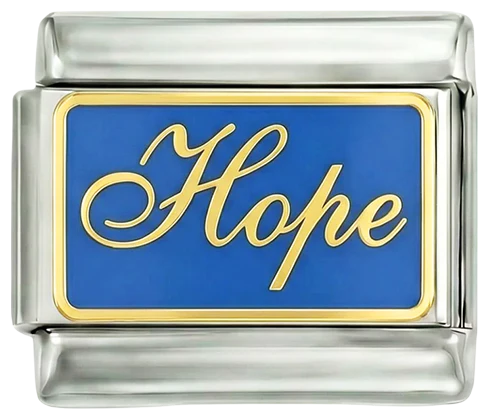 Hope on Blue Plate on Silver