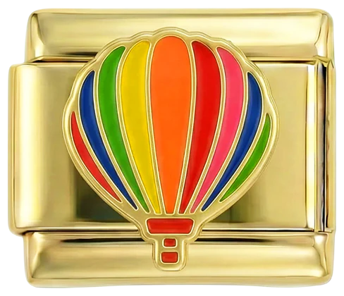 Hot Air Ballon Multicolor on Gold
