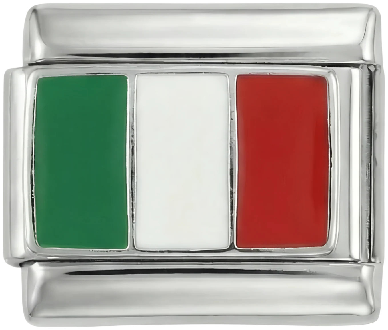 Italy Flag, on Silver