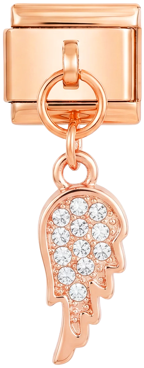 Large Angel Wing with Stones, on Rose Gold