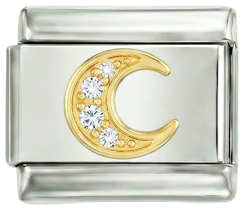 Letter C in Gold with Stones, on Silver