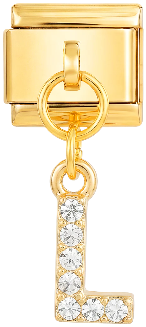 Letter L with stones, Hanging, on Gold
