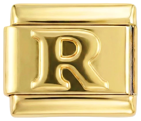 Letter R in Gold, on Gold