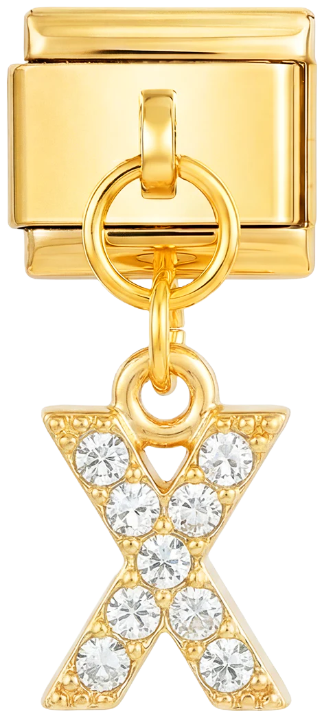 Letter X with stones, Hanging, on Gold