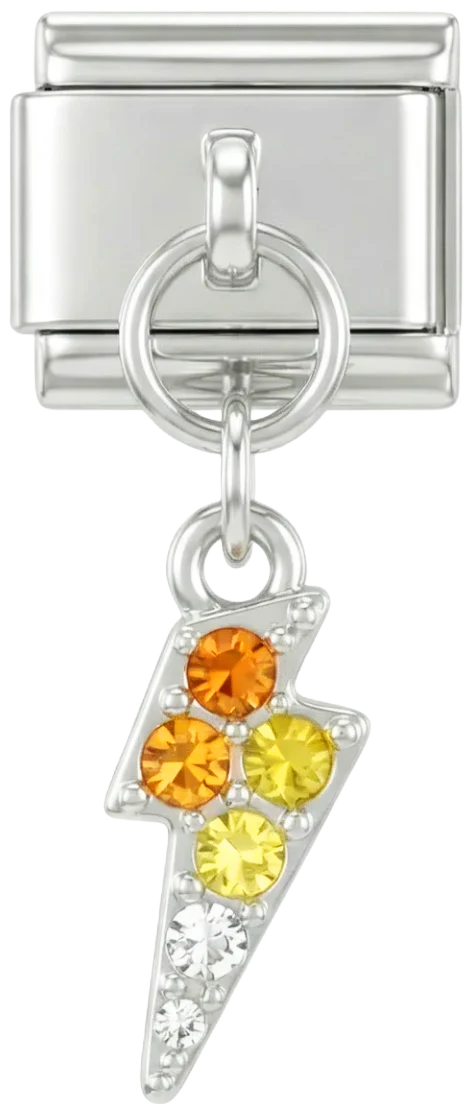 Lightning bolt with stones, on Silver