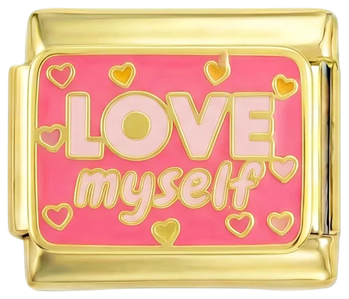 Love Myself on Pink Plate on Gold