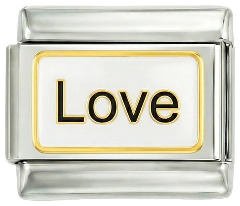 Love on White Plate on Silver