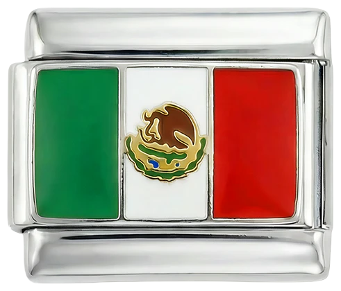 Mexico Flag, on Silver - Image 3