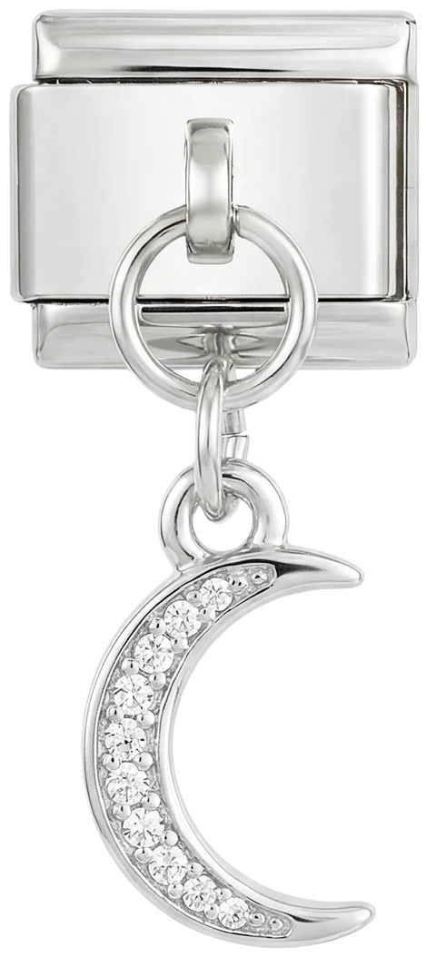 Moon with White Stones, on Silver