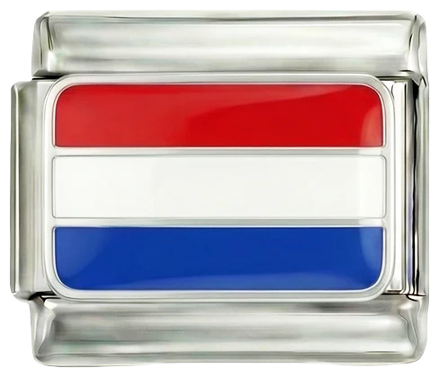 Netherlands Flag, on Silver