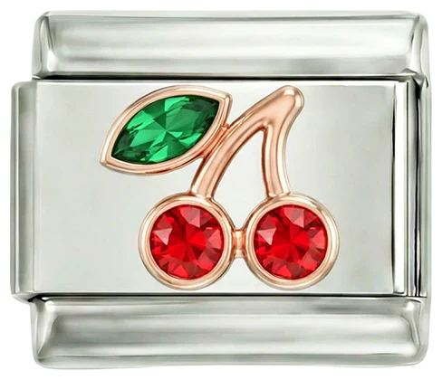 Pair of Cherries with Stones, on Silver