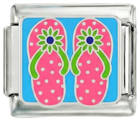 Pink Beach Flip Flop, on Silver