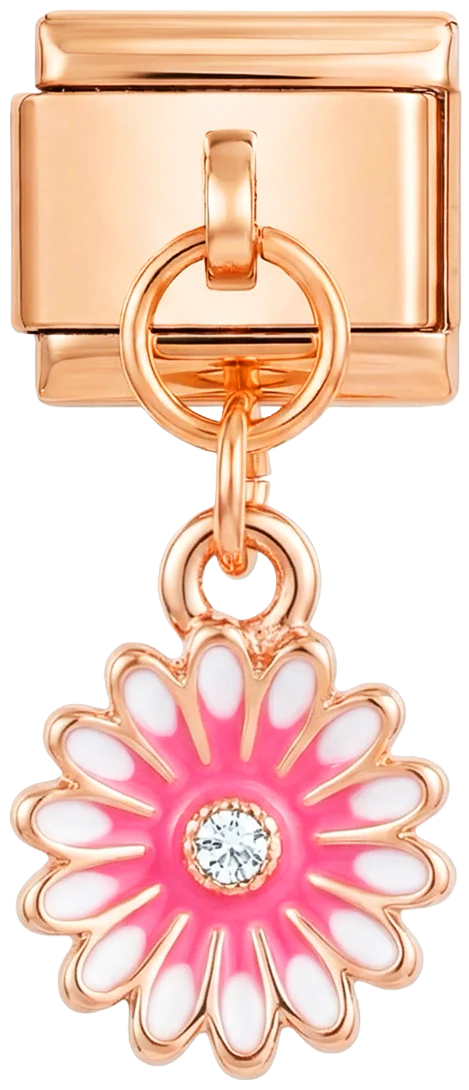 Pink Daisy with Stone, on Rose Gold