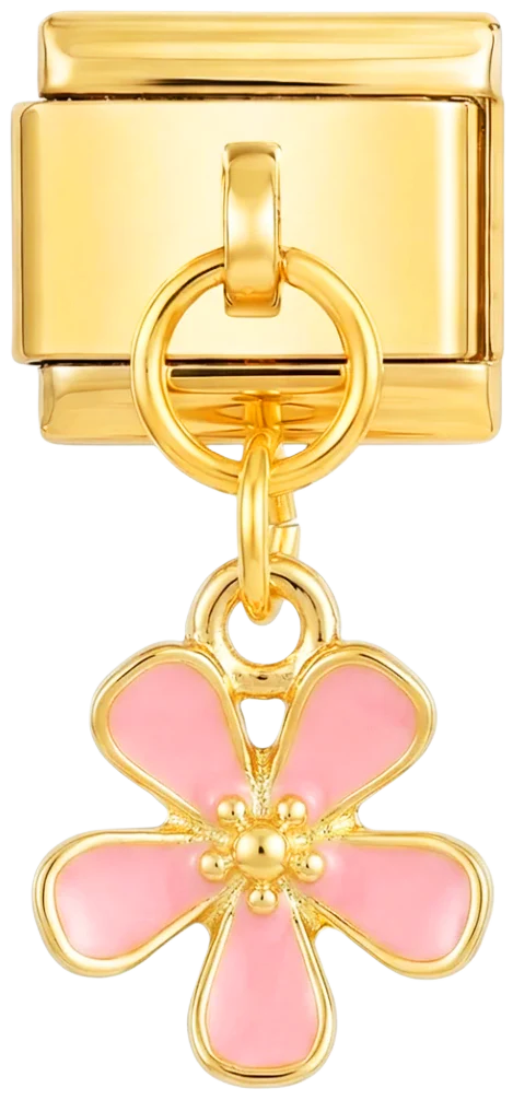 Pink Flower Hanging on Gold