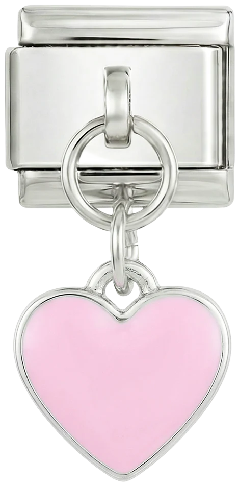 Pink Heart Hanging on Silver